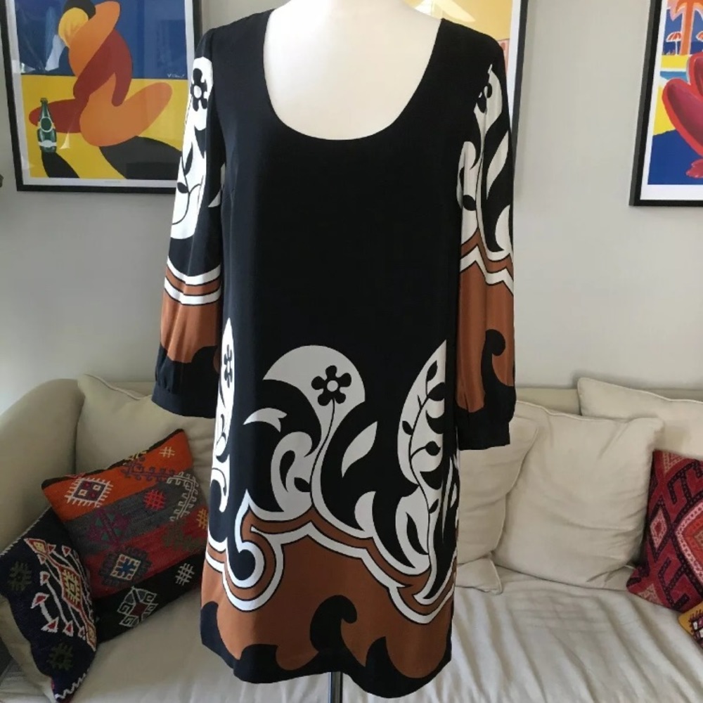 Tibi silk abstract mod print dress